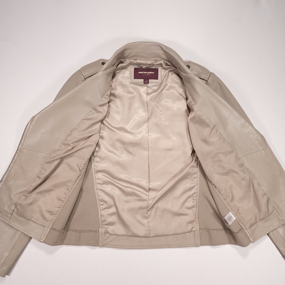 Johnston Murphy Women's Leather Moto Jacket Size Small Light Gray Good Condition - Picture 3 of 14